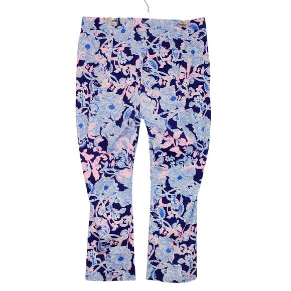 Lilly Pulitzer Kelly High Rise Crop Flare Pants Navy Amore Please Womens Size 6 - Picture 2 of 7